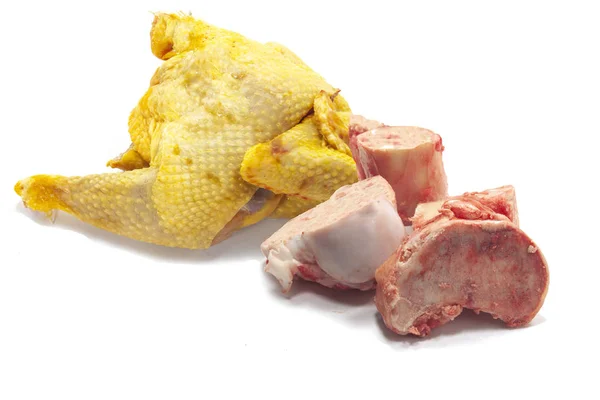 Medio Pollo Limpio Huesos Con Médula Res Para Caldo Carne —  Fotos de Stock