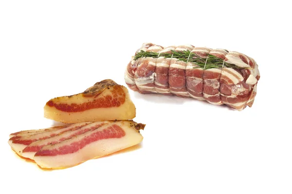 Arrosto Con Rosmarino Pancetta Pancetta Affettata — Foto Stock