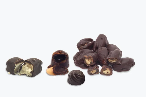 Varios Chocolates Rellenos Dátiles Chocolate — Foto de Stock