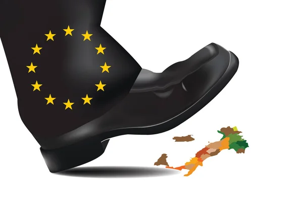 Big European Foot Crushes Italy — Stock Vector