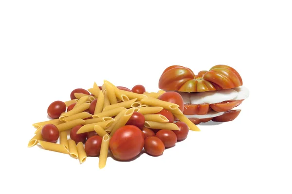 Pasta Tipo Penne Con Mozzarella Tomates Tomate —  Fotos de Stock