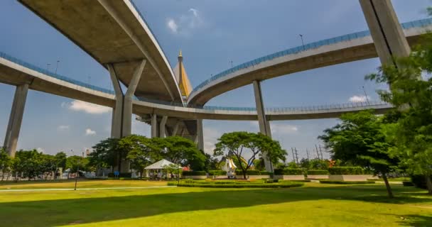 Bhumibol Bridge Widok Parku Klong Lad Pho Zdrowia Garden Tajlandia — Wideo stockowe