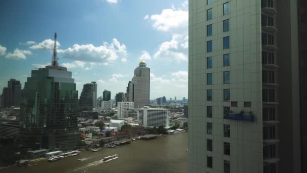 Worker Working Tall Building Bangkok Growth Capital Thailand — Stock Video