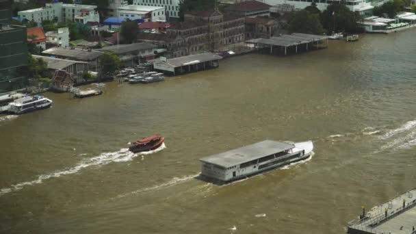 Zobacz Bangkok Stolicy Tajlandii Zobaczysz Życie Bangkoku Ludzi Stosunku Rzeki — Wideo stockowe
