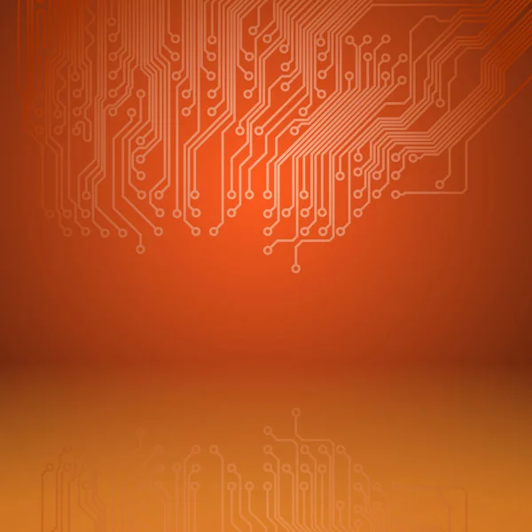Résumé électronique fond orange avec carte de circuit imprimé textur — Image vectorielle