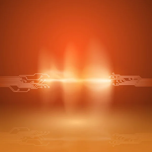 Fond orange abstrait avec texture de circuit imprimé — Image vectorielle