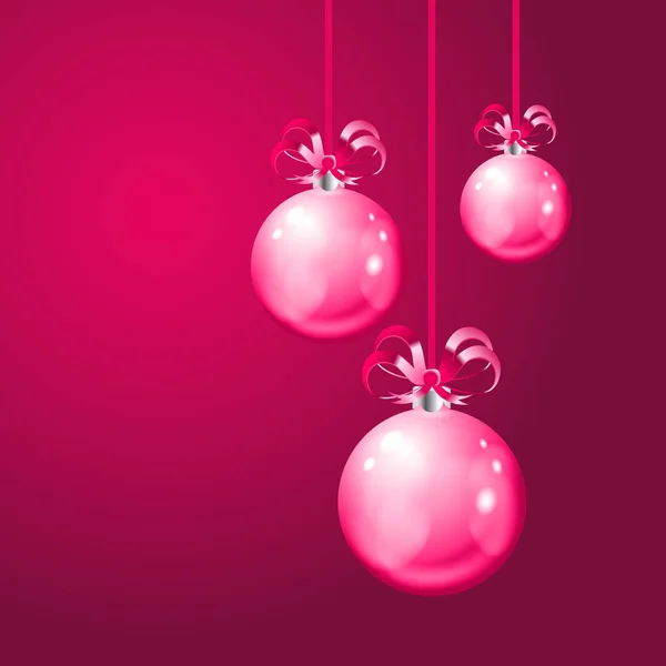 Boules de Noël sur fond rouge — Image vectorielle