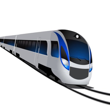 Modern yüksek hızlı tren, üzerinde beyaz izole