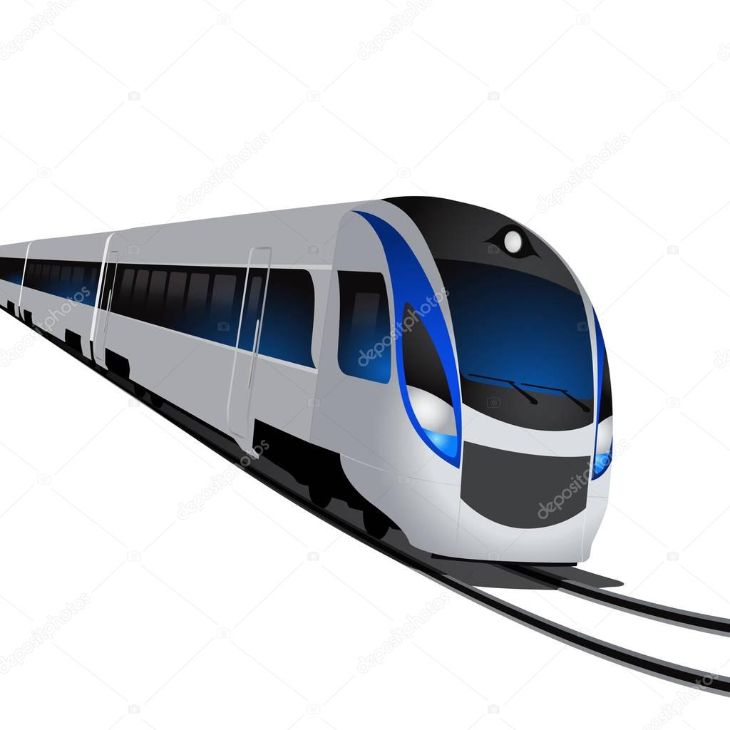 Modern high speed train, isolated on white