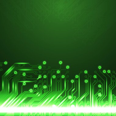 Devre kartı ile elektronik yeşil arka plan