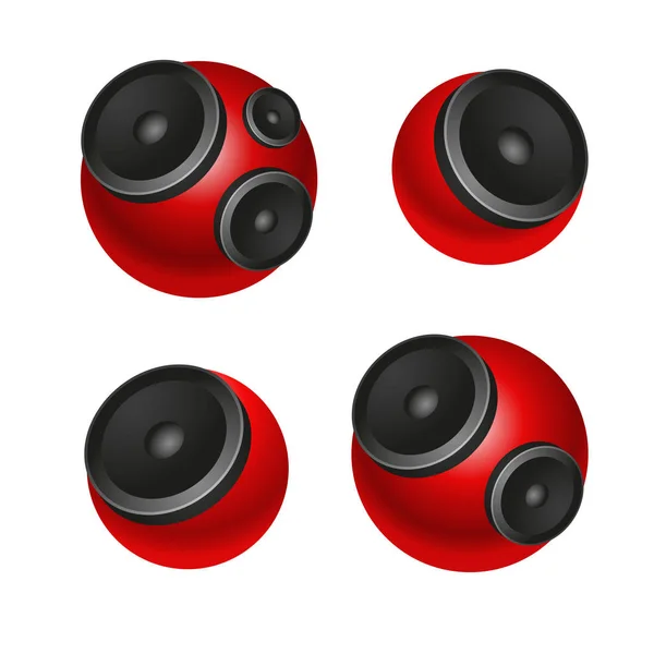 Conjunto de altavoces redondos rojos aislados en blanco — Vector de stock