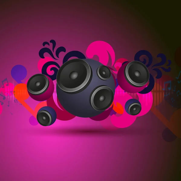 Fond musical rose abstrait avec haut-parleurs ronds — Image vectorielle