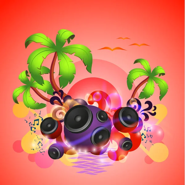 Tropisk disco dans baggrund med højttalere – Stock-vektor