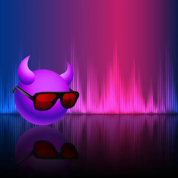 Abstrakter Equalizer-Hintergrund mit Smiley. blau-violette Welle. — Stockvektor