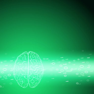 Yeşil zemin üzerine dijital beyin
