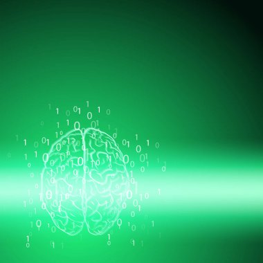 Yeşil zemin üzerine dijital beyin