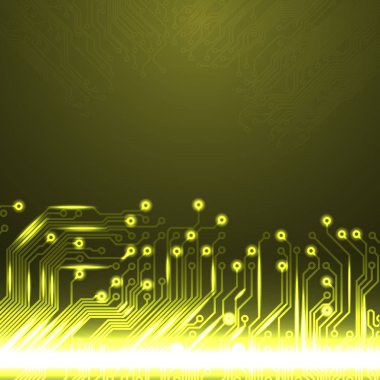 Devre kartı ile elektronik sarı arka plan