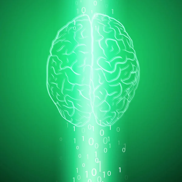 Цифровий мозок на зеленому фоні — стоковий вектор