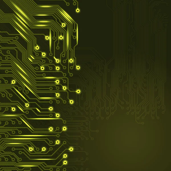 Elektronika, žluté pozadí s obvodové desky — Stockový vektor