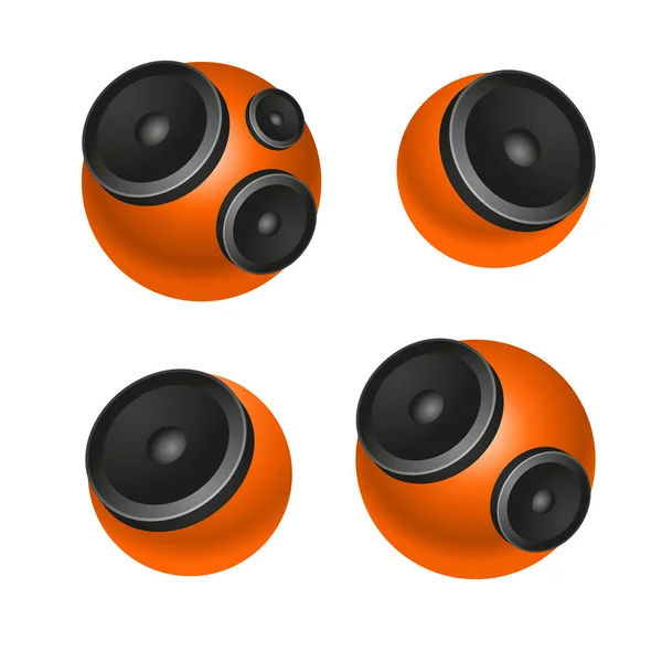 Beyaz izole turuncu yuvarlak hoparlörleri — Stok Vektör