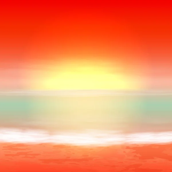 Ηλιοβασίλεμα στη θάλασσα. Τροπικό καλοκαίρι φόντο. — Διανυσματικό Αρχείο
