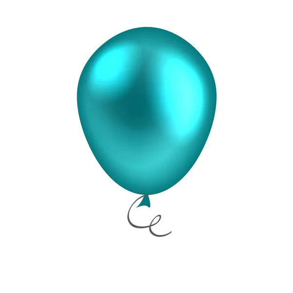 Turquoise balloon isolated on white background — Stock Vector