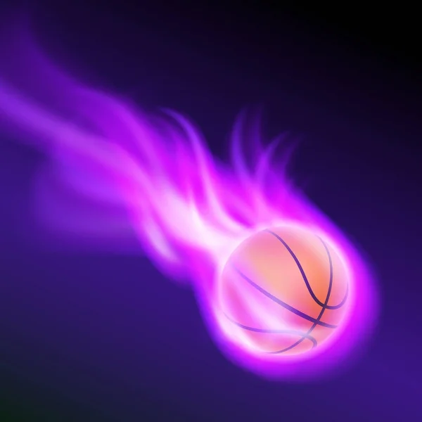 Quema de baloncesto en fuego púrpura — Archivo Imágenes Vectoriales