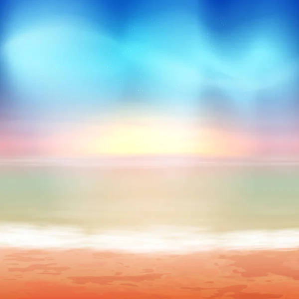 沙滩和蓝色的大海。热带的背景. — 图库矢量图片