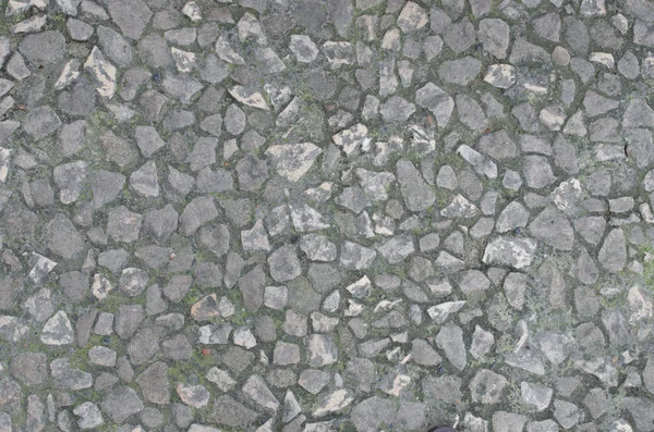 Detalhe Pavimento Pedra Com Fundo Pequenas Telhas Pedra — Fotografia de Stock