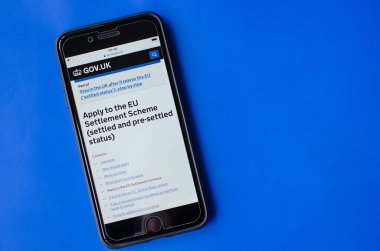Cebelitarık 23 Ocak 2020: Hükümetin internet sitesinde Uk 'ta Yerleşik statüye nasıl başvurulacağını gösteren başvuru sayfası