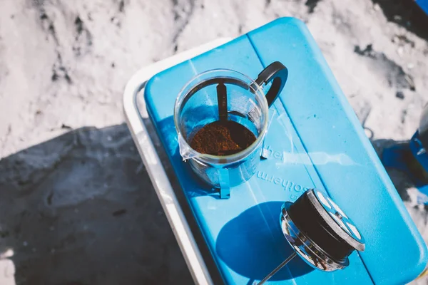 Fransız basın kahve mavi izoterm sille kamp sırasında