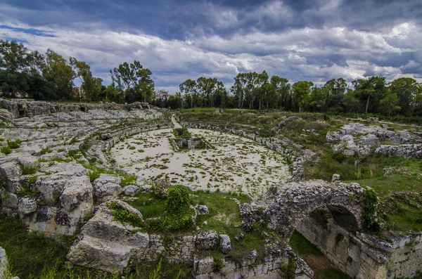 Ruinas del circo romano de syracuse — Foto de Stock