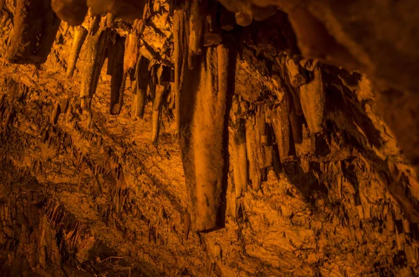 Cave of Drogarati detail of stalactites island of Kefalonia Gree — Stock Photo, Image