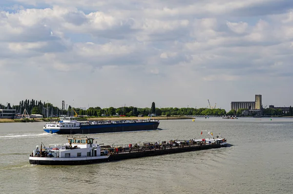 Paisaje del río Scheldt al pasar por la ciudad de Amberes. Europa. Países Bajos . — Foto de Stock