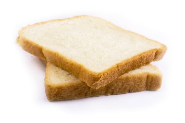 Beyaz bir arka plan üzerinde kızartma için ekmek dilimleri