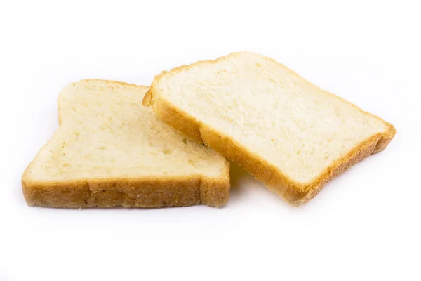 Brotscheiben zum Anstoßen auf weißem Hintergrund — Stockfoto