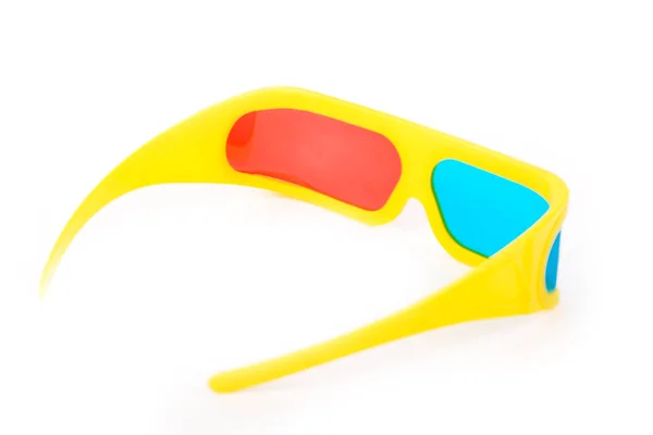 Żółte okulary 3d z tworzyw sztucznych na białym tle — Zdjęcie stockowe