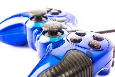 denetleyicisi ve oyun video oyun için izole mavi joystick izole
