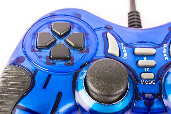 Joystick azul aislado para controlar y jugar aislado de videojuegos —  Fotos de Stock