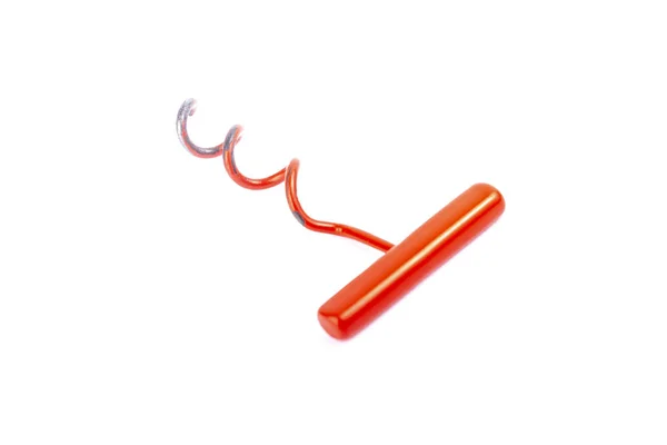 Red corkscrew, isolated on white background — Stock Photo, Image
