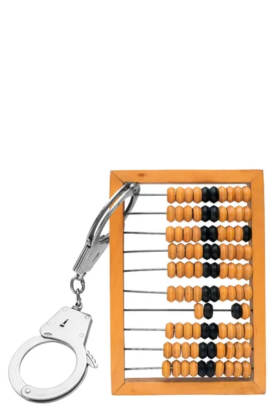 Old Wooden Abacus Handcuffed — Stock Photo, Image