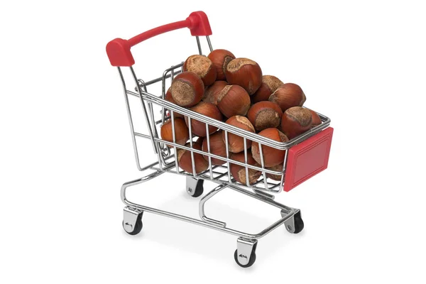 Nueces en un carrito de supermercado — Foto de Stock