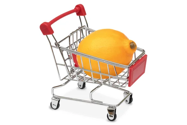 柠檬在超级市场推车 — 图库照片