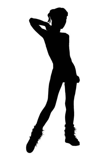 Silhouette di una ragazza snella con le gambe lunghe . — Foto Stock