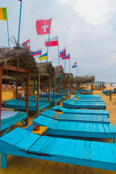 flags of all countries of the world on the beach