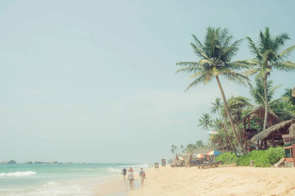 Palmeiras Costa Oceano Índico Praia Hikkaduwa Sri Lanka — Fotografia de Stock