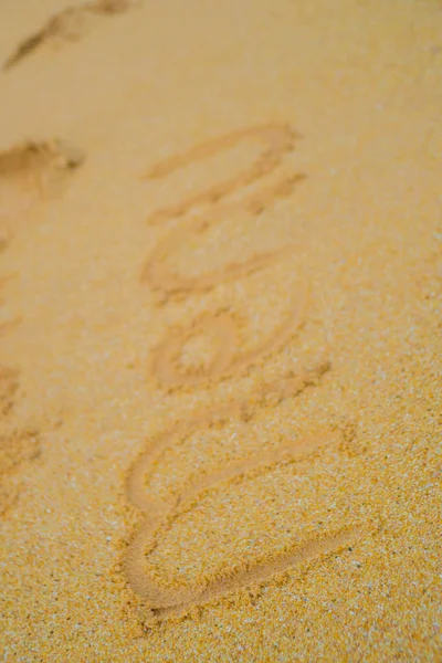 Die Aufschrift Menü Auf Dem Sand — Stockfoto