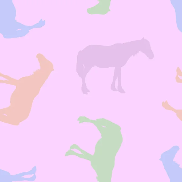 Naadloze Patroon Silhouet Van Een Paard Pastel Kleuren — Stockfoto