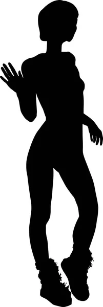 Nero ragazza silhouette ragazza su un bianco sfondo . — Vettoriale Stock