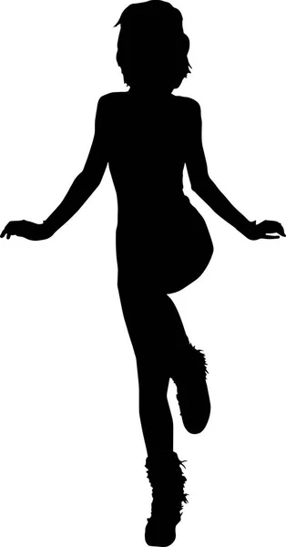 Nero ragazza silhouette ragazza su un bianco sfondo . — Vettoriale Stock